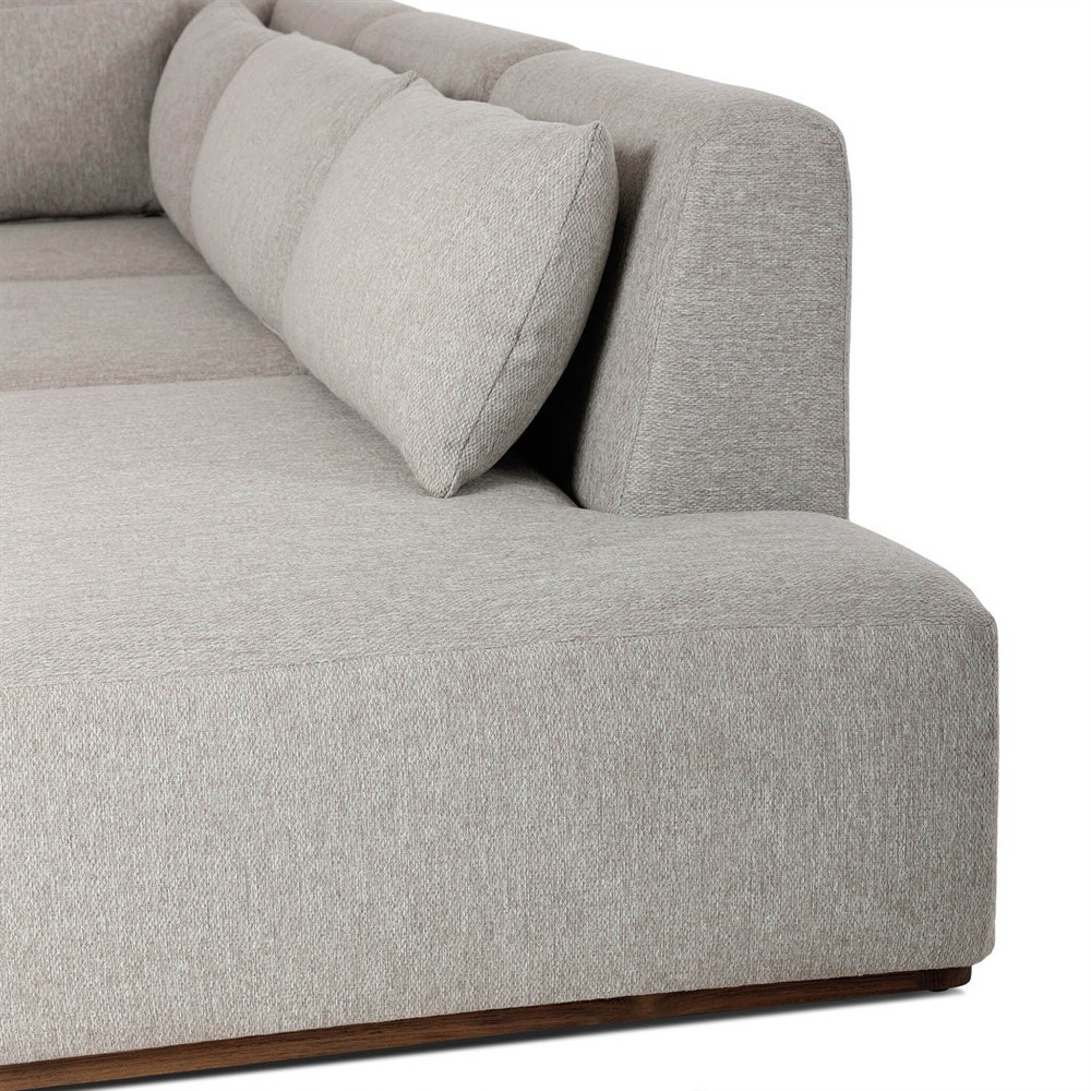 Adler Grey Performance Brown Teak 4 Piece Outdoor Sectional - Left Chaise - 139"|