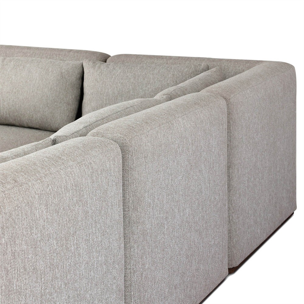 Adler Grey Performance Brown Teak 4 Piece Outdoor Sectional - Left Chaise - 139"|