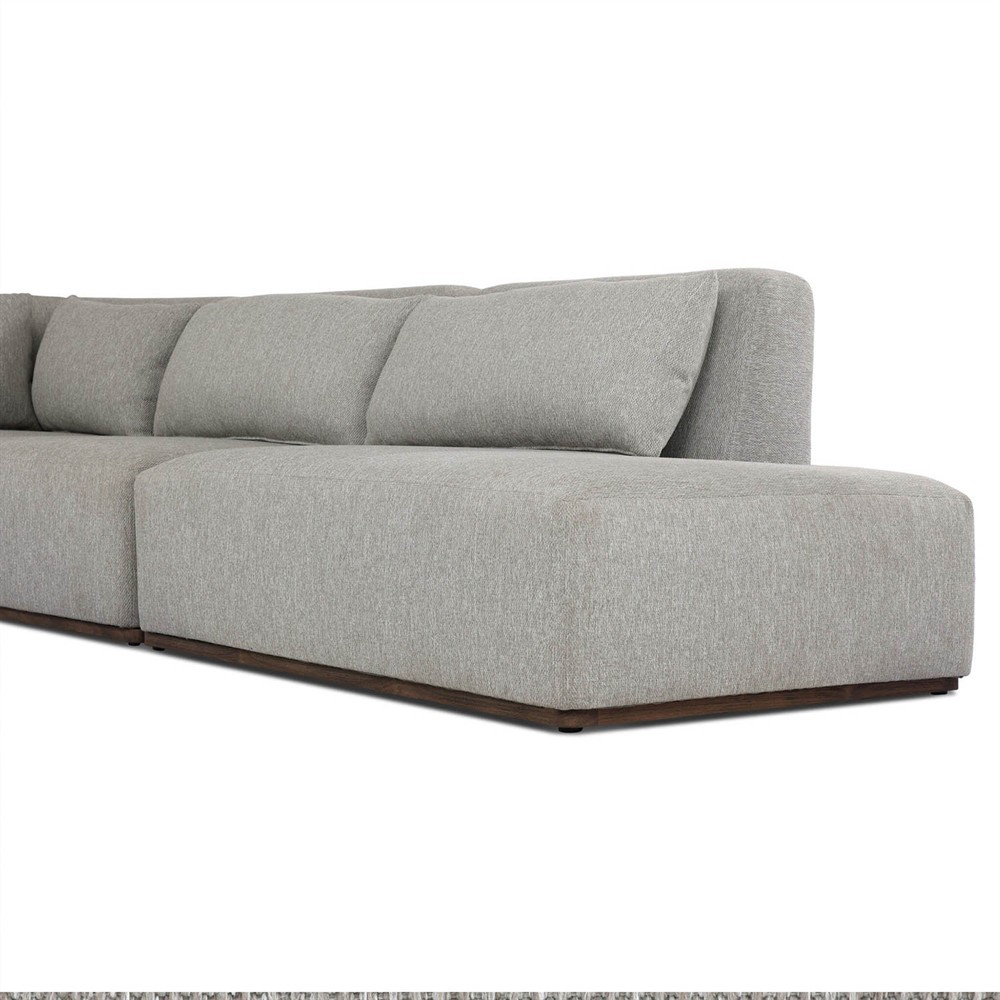 Adler Grey Performance Brown Teak 4 Piece Outdoor Sectional - Left Chaise - 139"|