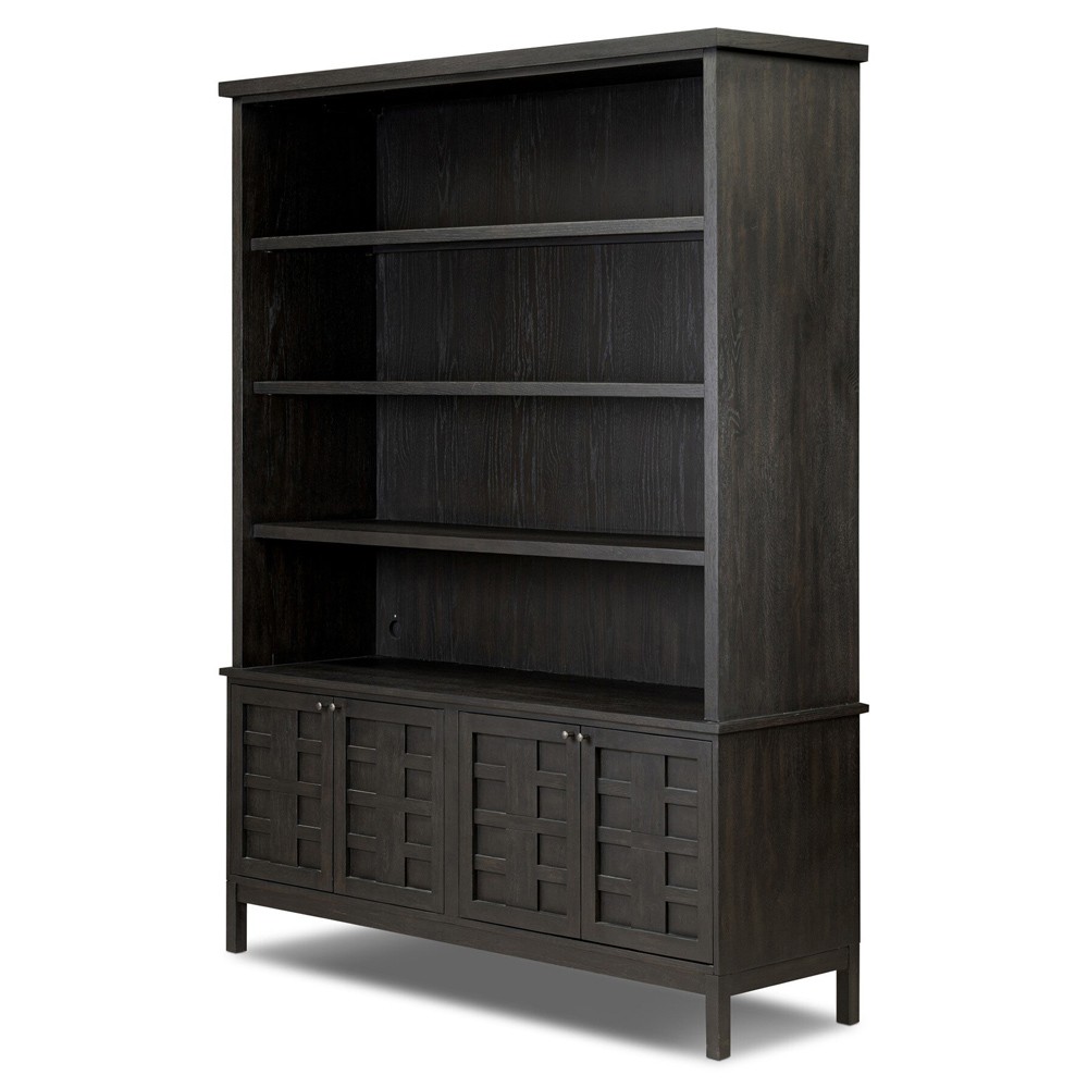 Constance Rustic Lodge Smoked Black Oak Bookcase|
