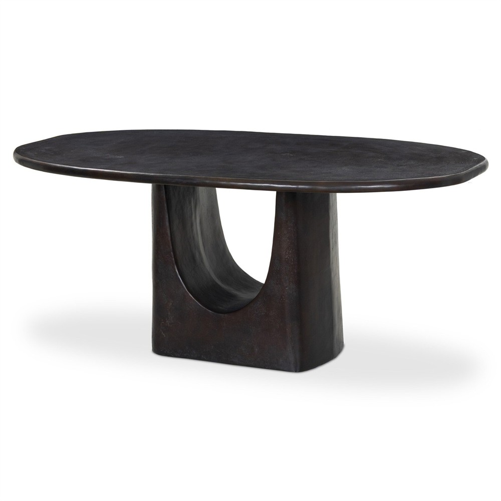 Amato Modern Classic Antique Rust Aluminum Oval Outdoor Dining Table - 72"|