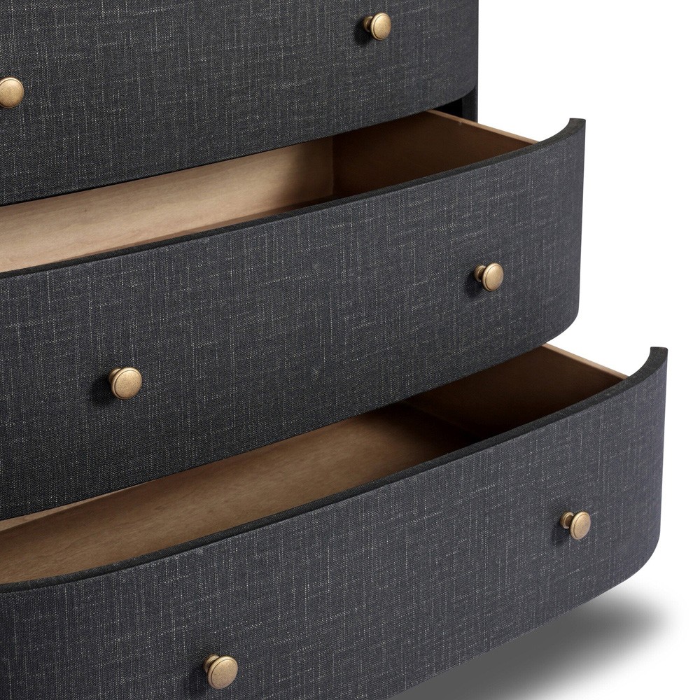 Beatrice Modern Classic Black Painted Linen Oval Tall Chest|