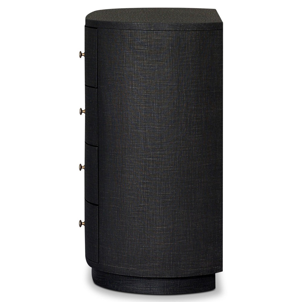 Beatrice Modern Classic Black Painted Linen Oval Tall Chest|
