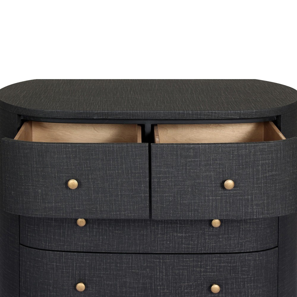 Beatrice Modern Classic Black Painted Linen Oval Tall Chest|