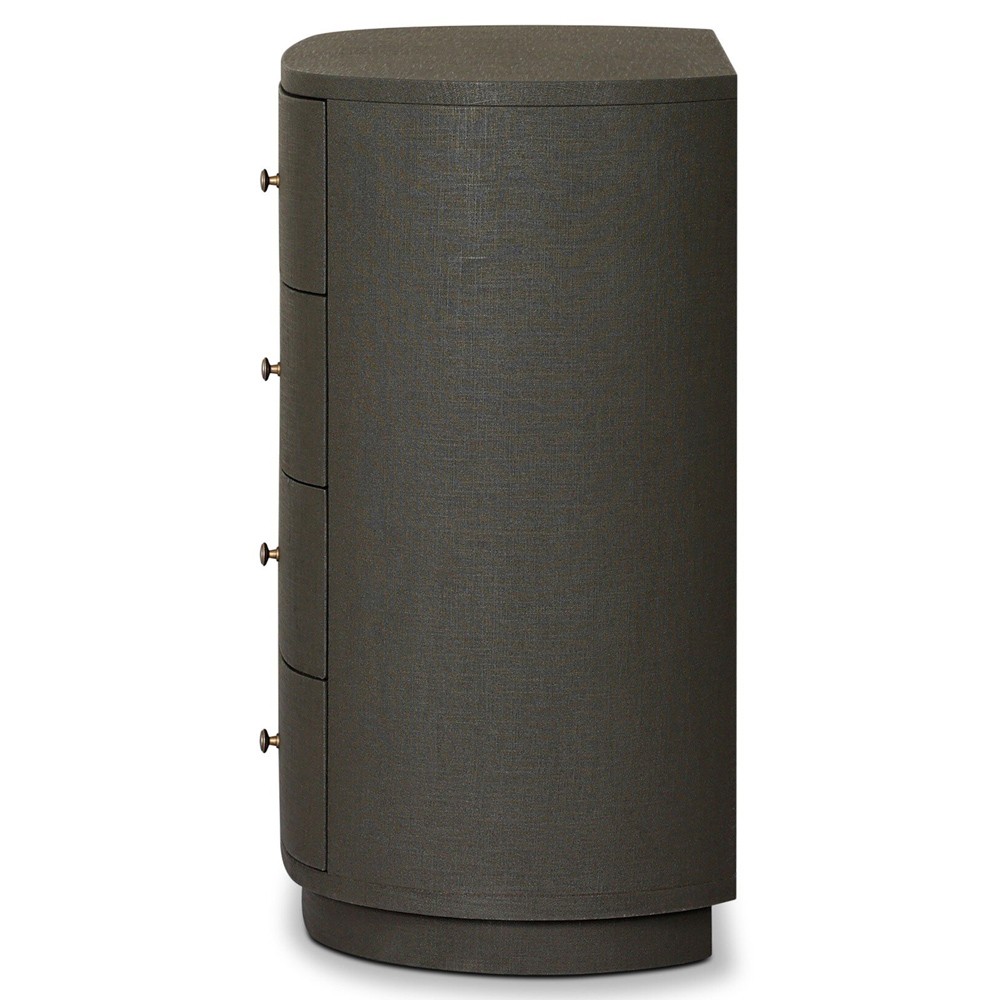 Beatrice Modern Classic Dark Green Painted Linen Oval Tall Chest|