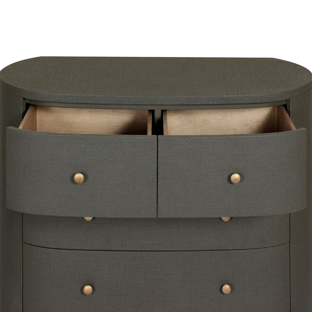 Beatrice Modern Classic Dark Green Painted Linen Oval Tall Chest|