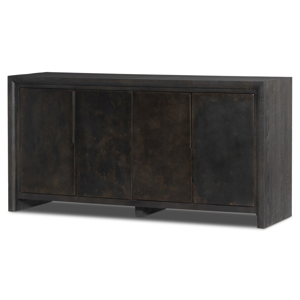Marcella Modern Classic Distressed Iron Brown Oak Sideboard|