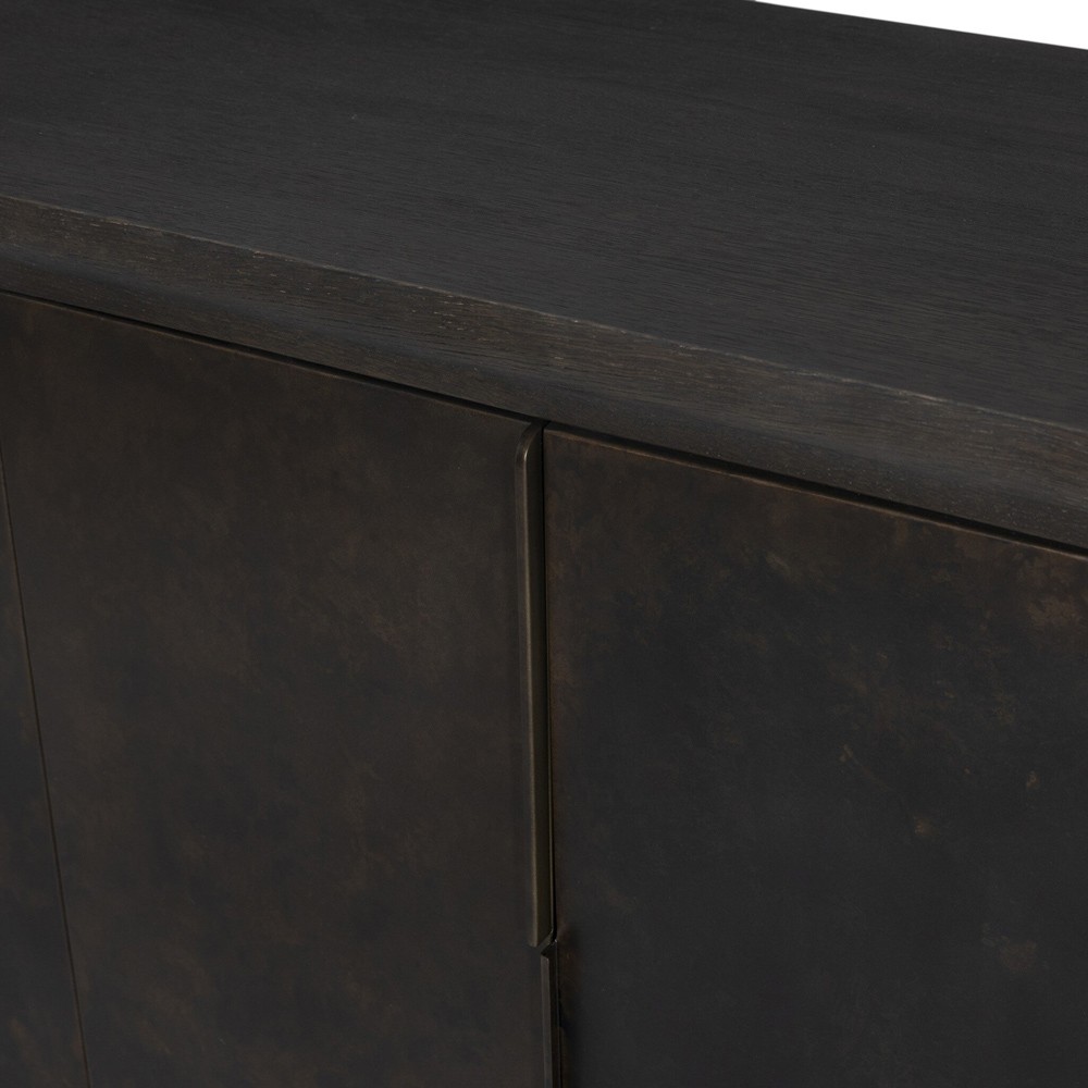 Marcella Modern Classic Distressed Iron Brown Oak Sideboard|