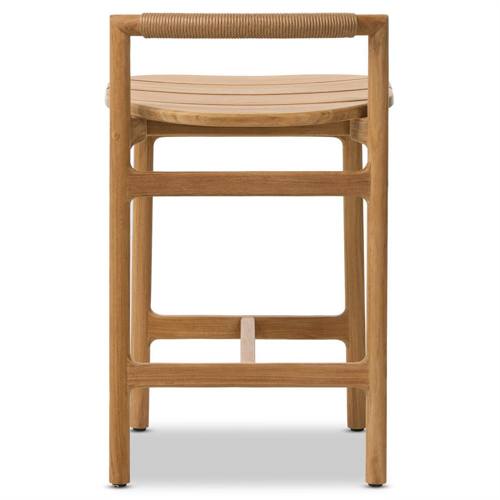 Blaise Coastal Beach Brown Teak Outdoor Counter Stool|