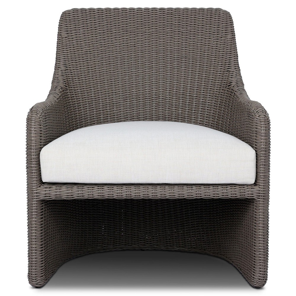 Heather Coastal Beach Vintage Taupe Woven Outdoor Lounge Chair|