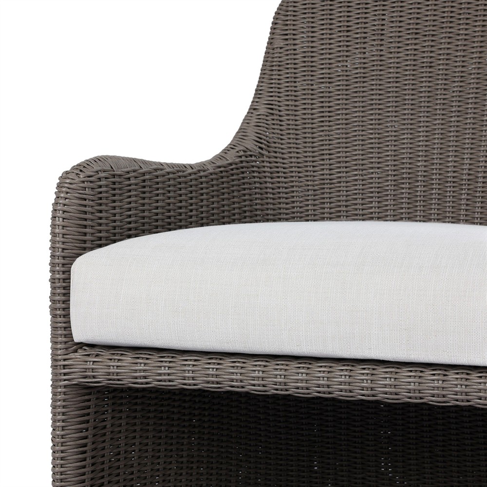 Heather Coastal Beach Vintage Taupe Woven Outdoor Lounge Chair|