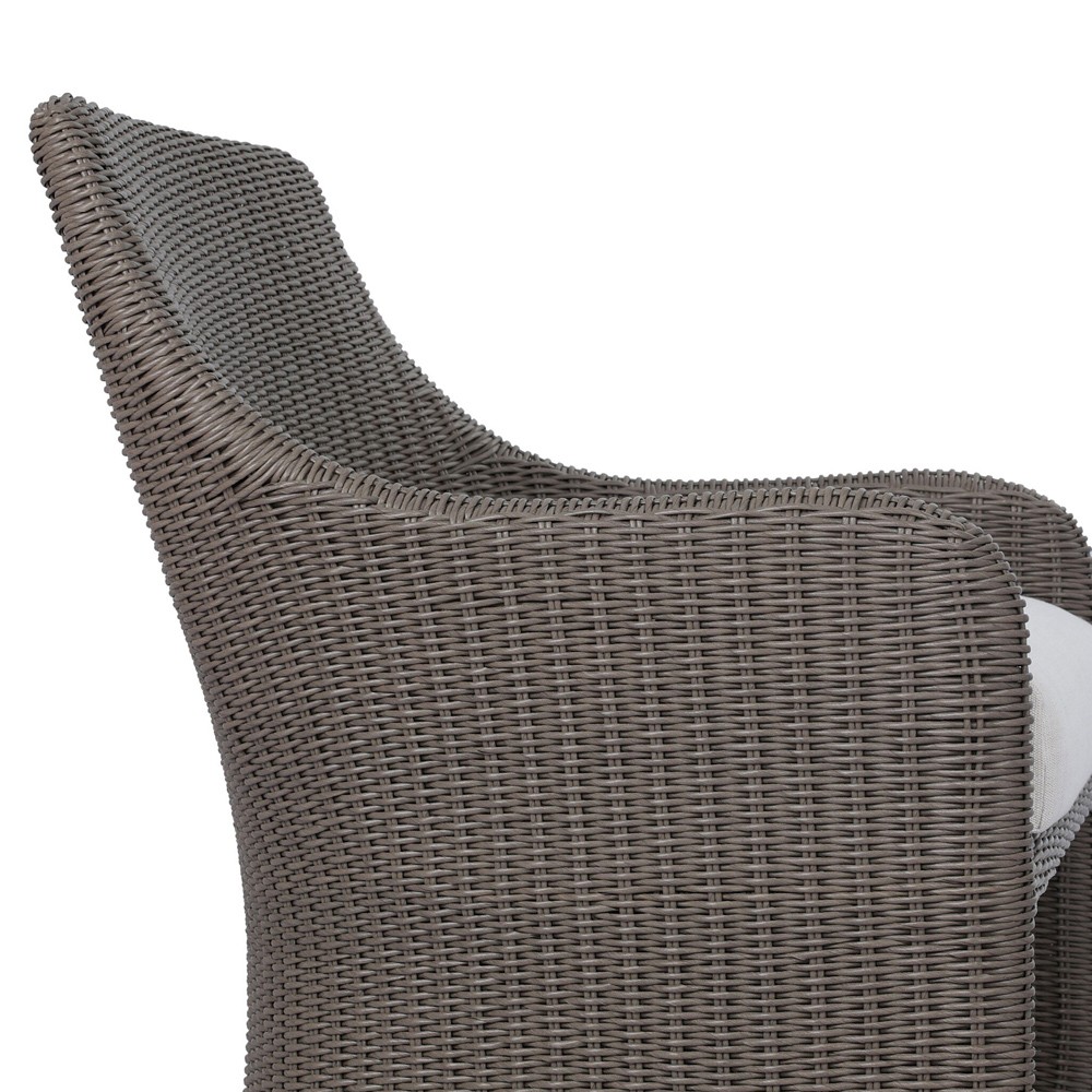 Heather Coastal Beach Vintage Taupe Woven Outdoor Lounge Chair|