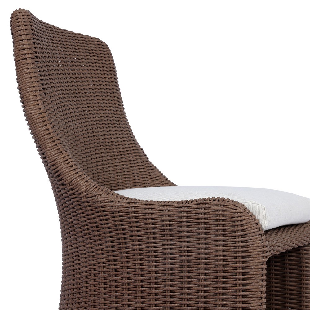 Heather Coastal Beach Brown Woven Outdoor Dining Chair|