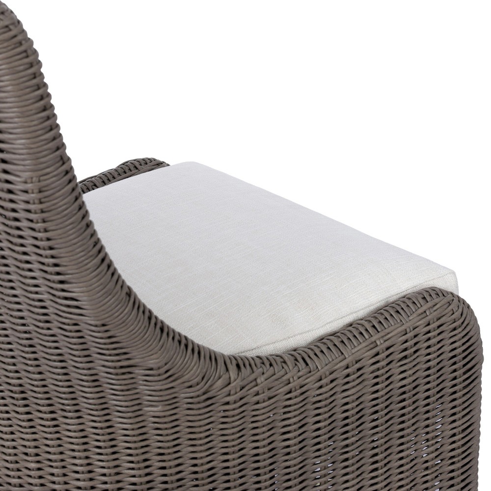 Heather Coastal Beach Vintage Taupe Woven Outdoor Dining Chair|