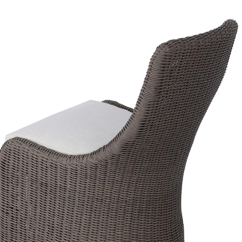 Heather Coastal Beach Vintage Taupe Woven Outdoor Dining Chair|