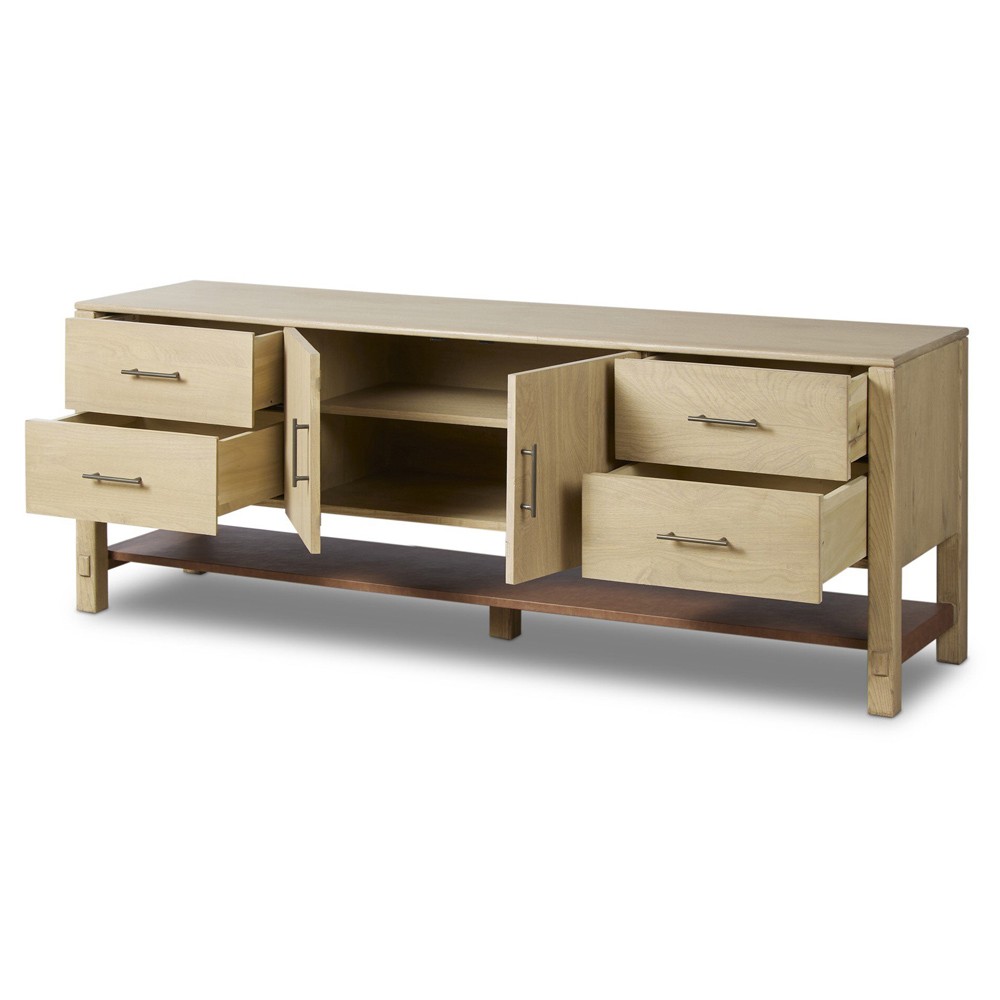 Blake Modern Classic Light Wash Wood Media Console - 80"|