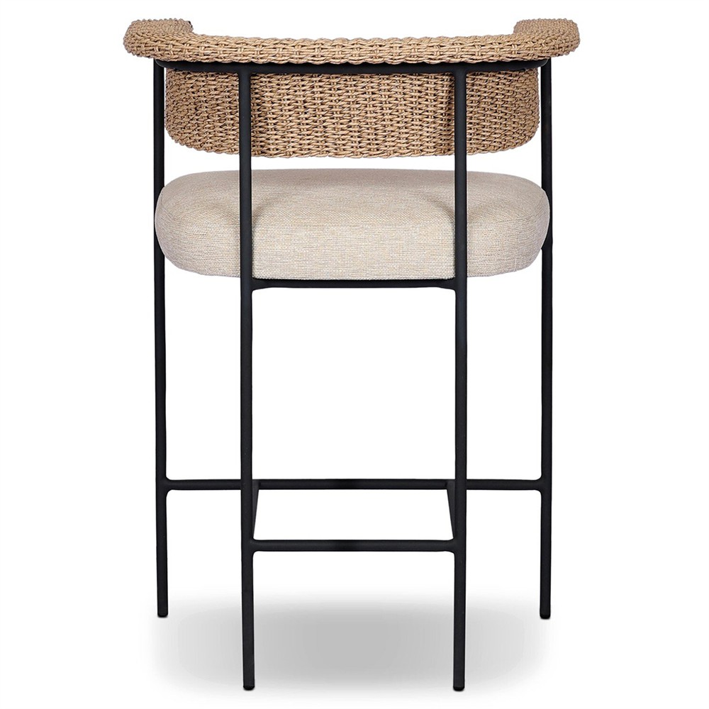 Penelope Coastal Beach Brown Woven Outdoor Counter Stool|