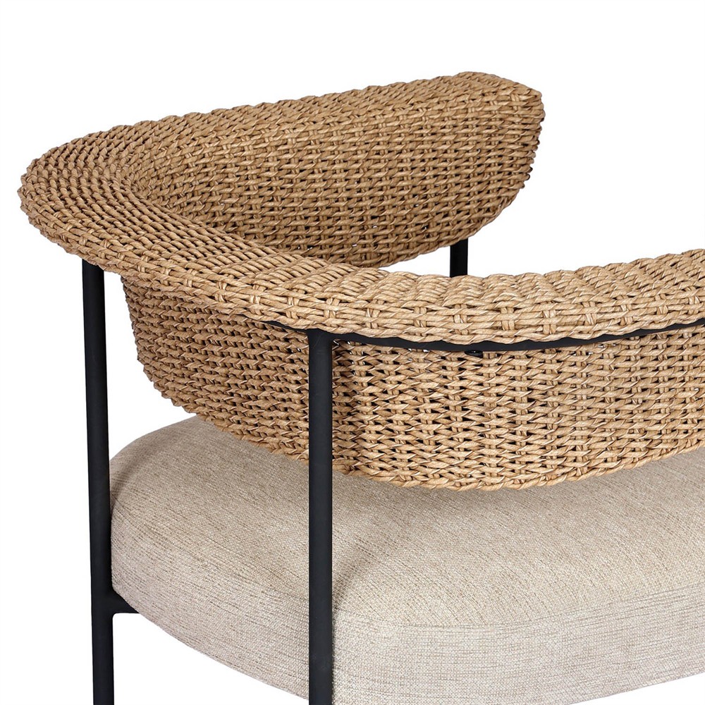 Penelope Coastal Beach Brown Woven Outdoor Counter Stool|