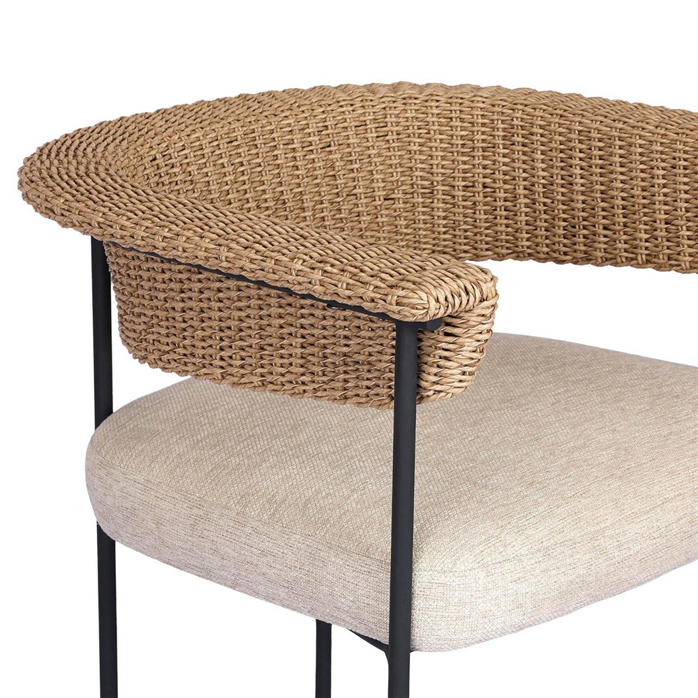Penelope Coastal Beach Brown Woven Outdoor Counter Stool|