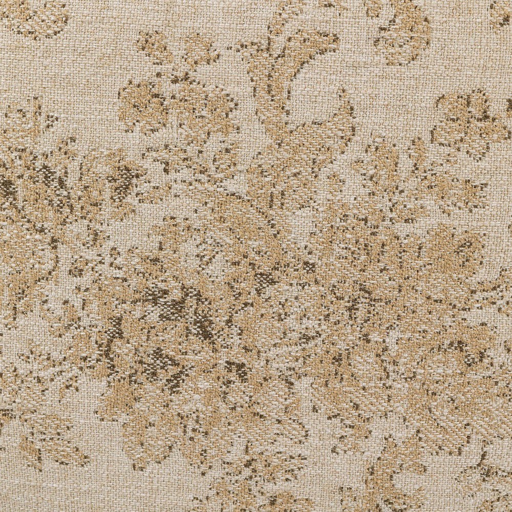 Calix French Country Beige Printed Black Iron Accent Stool|