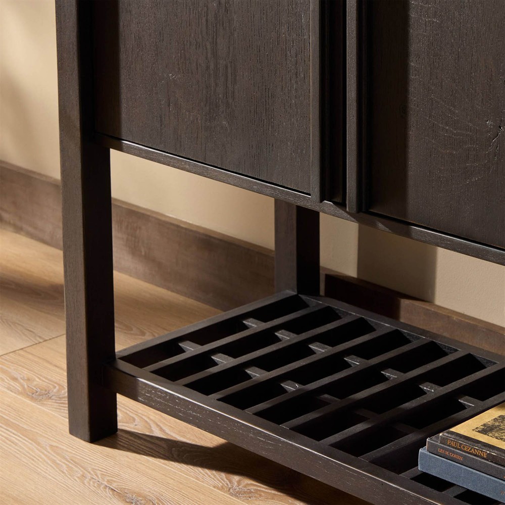 Dalton Rustic Lodge Smoked Black Oak Cabinet|