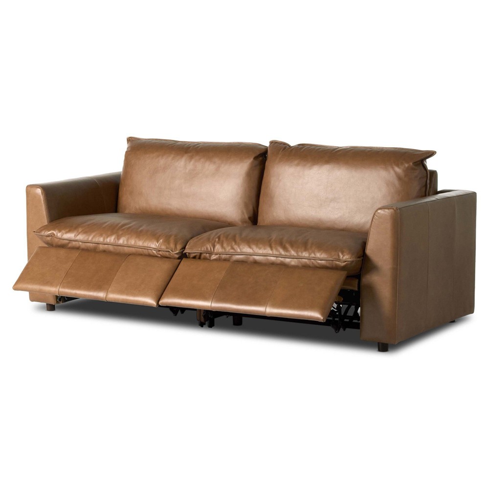 Kosa Modern Classic Brown Leather 2 Piece Reclining Sectional - 88"|