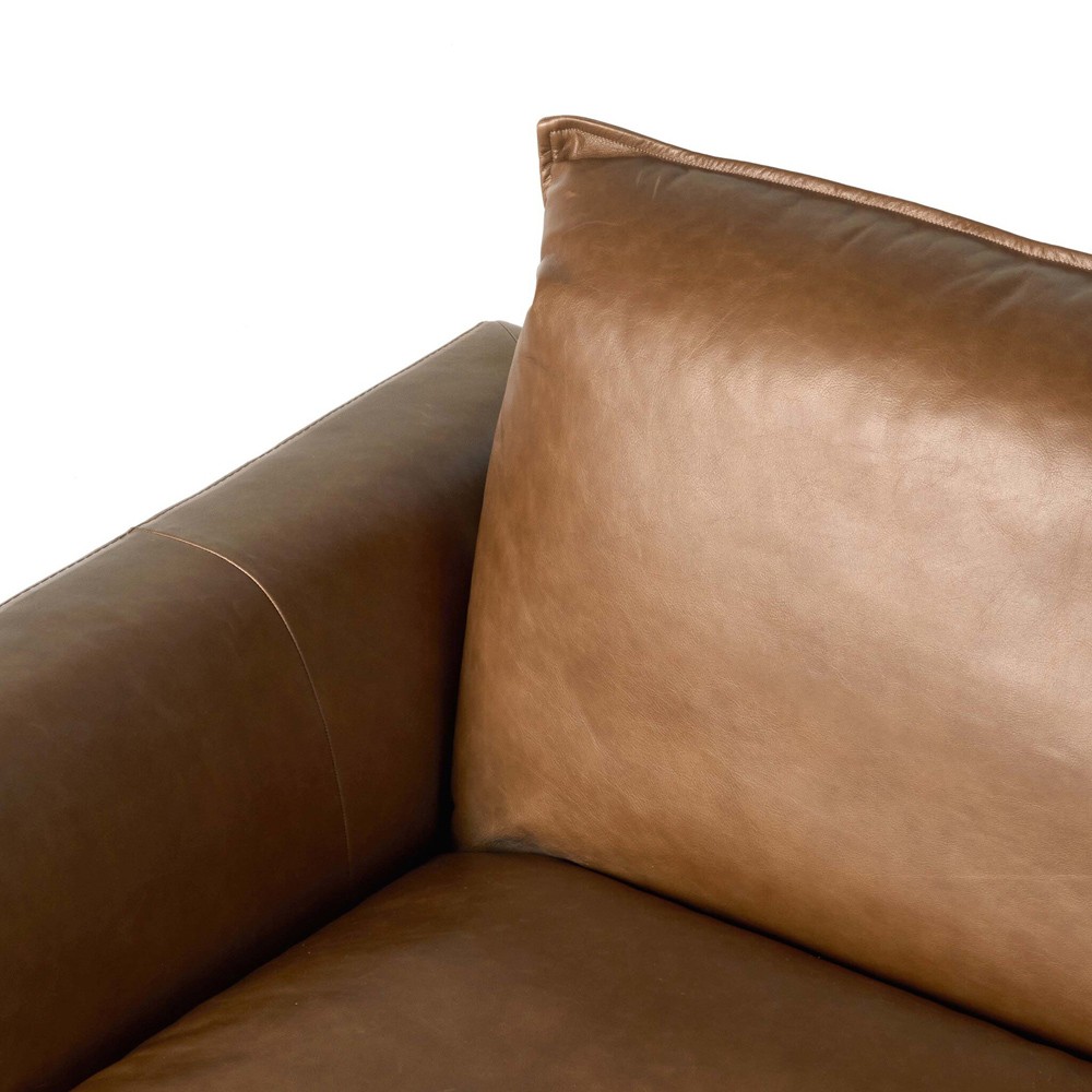 Kosa Modern Classic Brown Leather 2 Piece Reclining Sectional - 88"|
