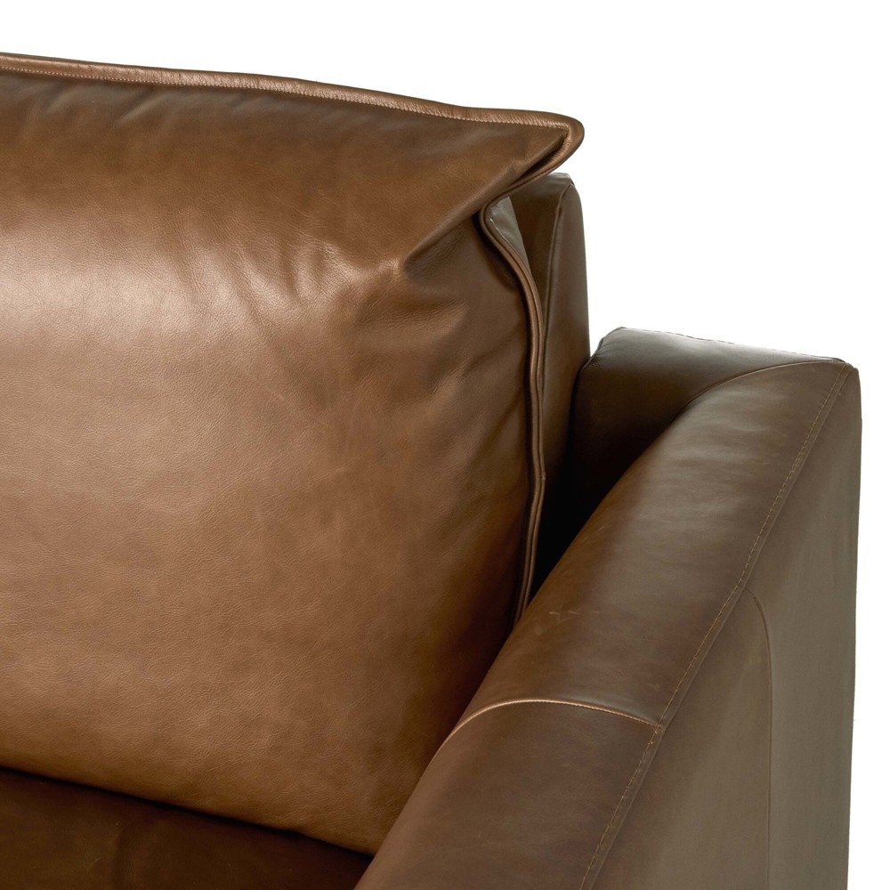 Kosa Modern Classic Brown Leather 2 Piece Reclining Sectional - 88"|