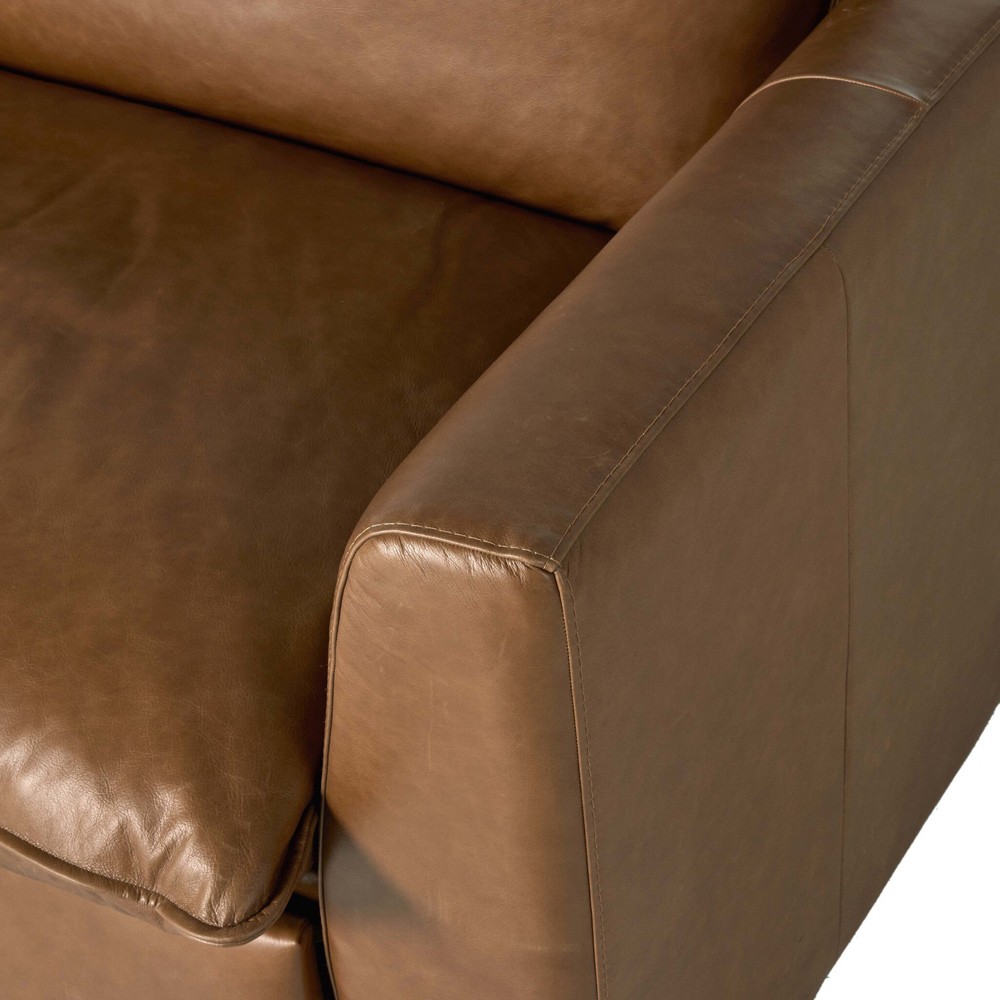 Kosa Modern Classic Brown Leather 2 Piece Reclining Sectional - 88"|
