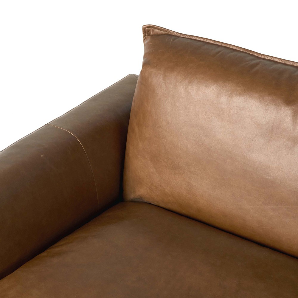 Kosa Modern Classic Brown Leather 3 Piece Reclining Sectional - 127"|