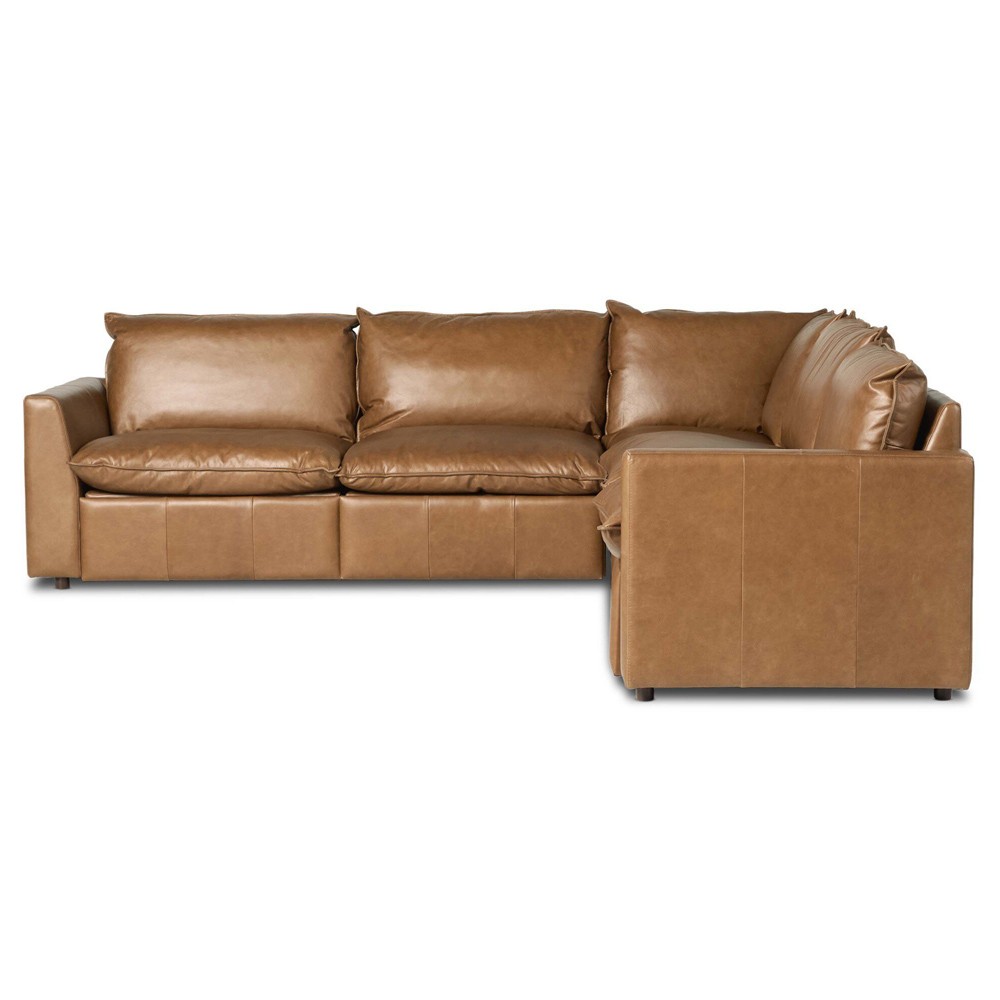 Kosa Modern Classic Brown Leather Reclining Corner Sectional - 117"|