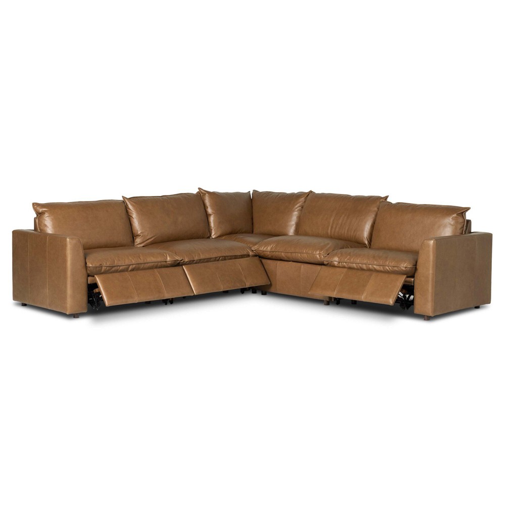 Kosa Modern Classic Brown Leather Reclining Corner Sectional - 117"|