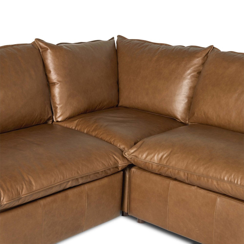 Kosa Modern Classic Brown Leather Reclining Corner Sectional - 117"|