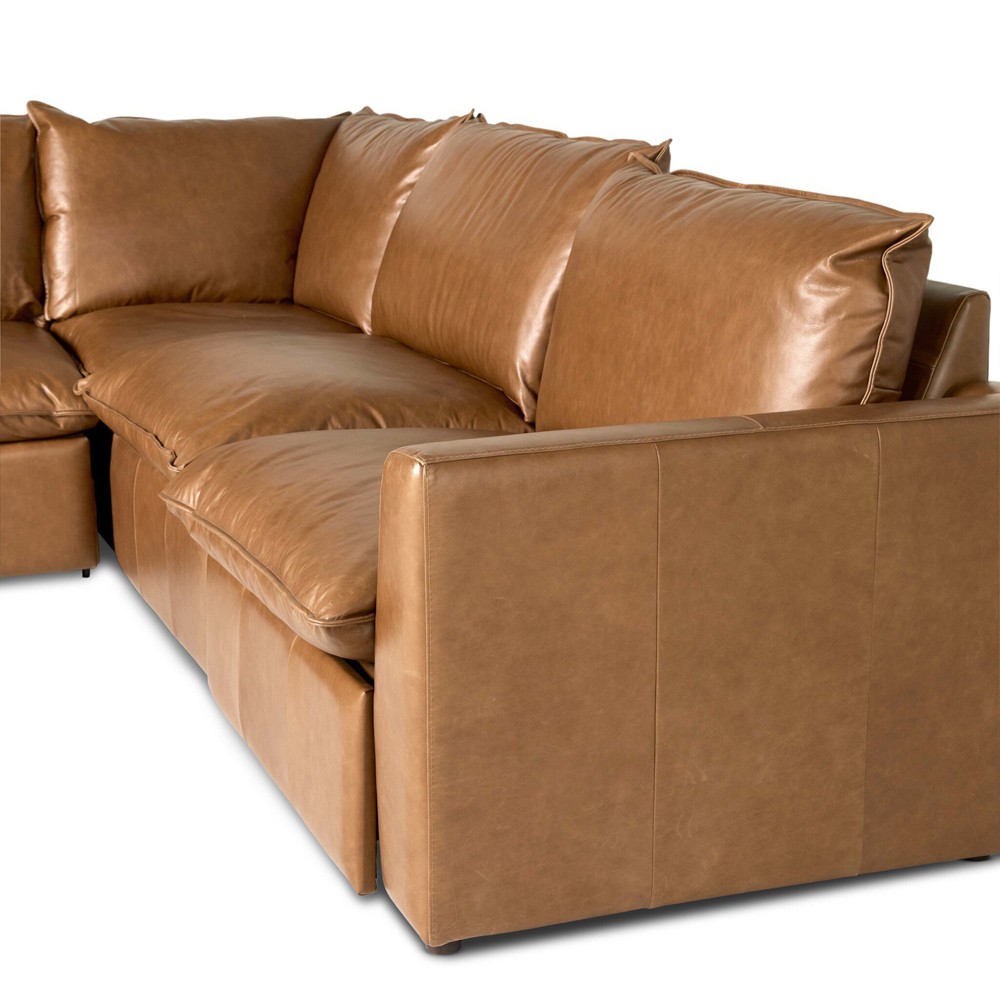 Kosa Modern Classic Brown Leather Reclining Corner Sectional - 117"|
