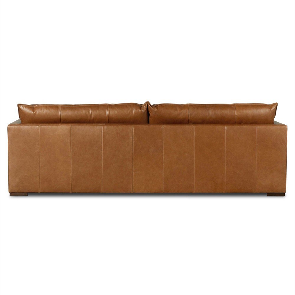 Kosa Modern Classic Brown Leather Reclining Sofa - 108"|