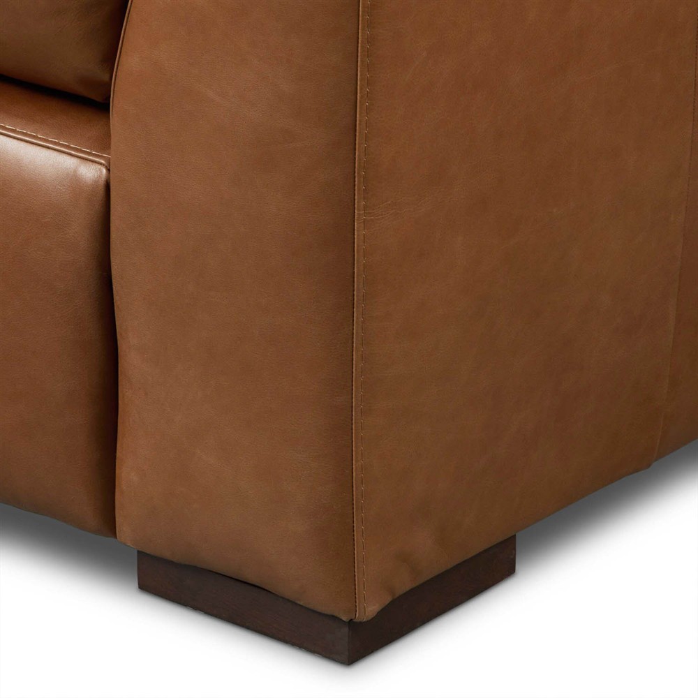 Kosa Modern Classic Brown Leather Reclining Sofa - 108"|