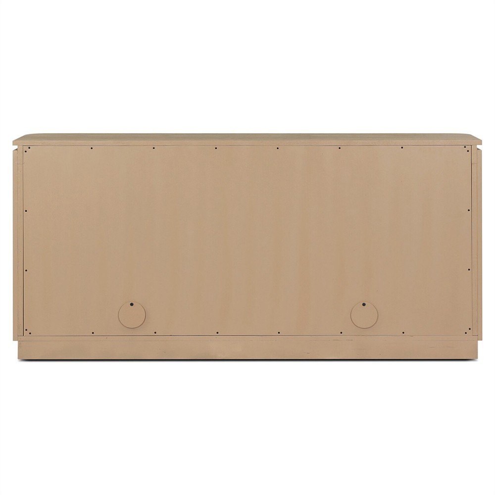 Mariella Coastal Beach Beige Painted Linen Brown Oak Media Cabinet - 72"|