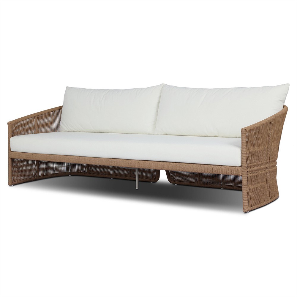 Mercer Coastal Beach Brown Woven Rope Outdoor Sofa - 96"|