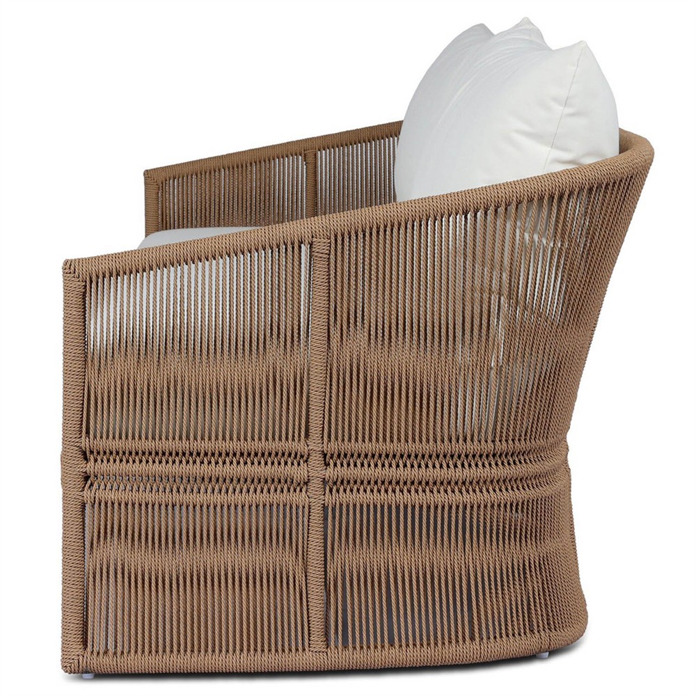 Mercer Coastal Beach Brown Woven Rope Outdoor Sofa - 96"|