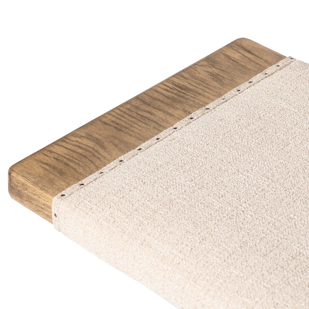 Poe Coastal Beach Cream Performance Distressed Oak Bedroom Bench|