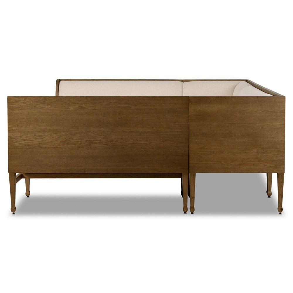 Priscilla Updated Traditional Cream Crypton Brown Oak U-Shape Dining Banquette - 101"|