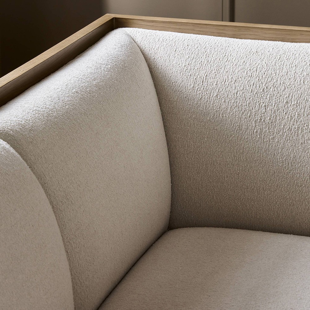 Priscilla Updated Traditional Cream Crypton Brown Oak U-Shape Dining Banquette - 101"|