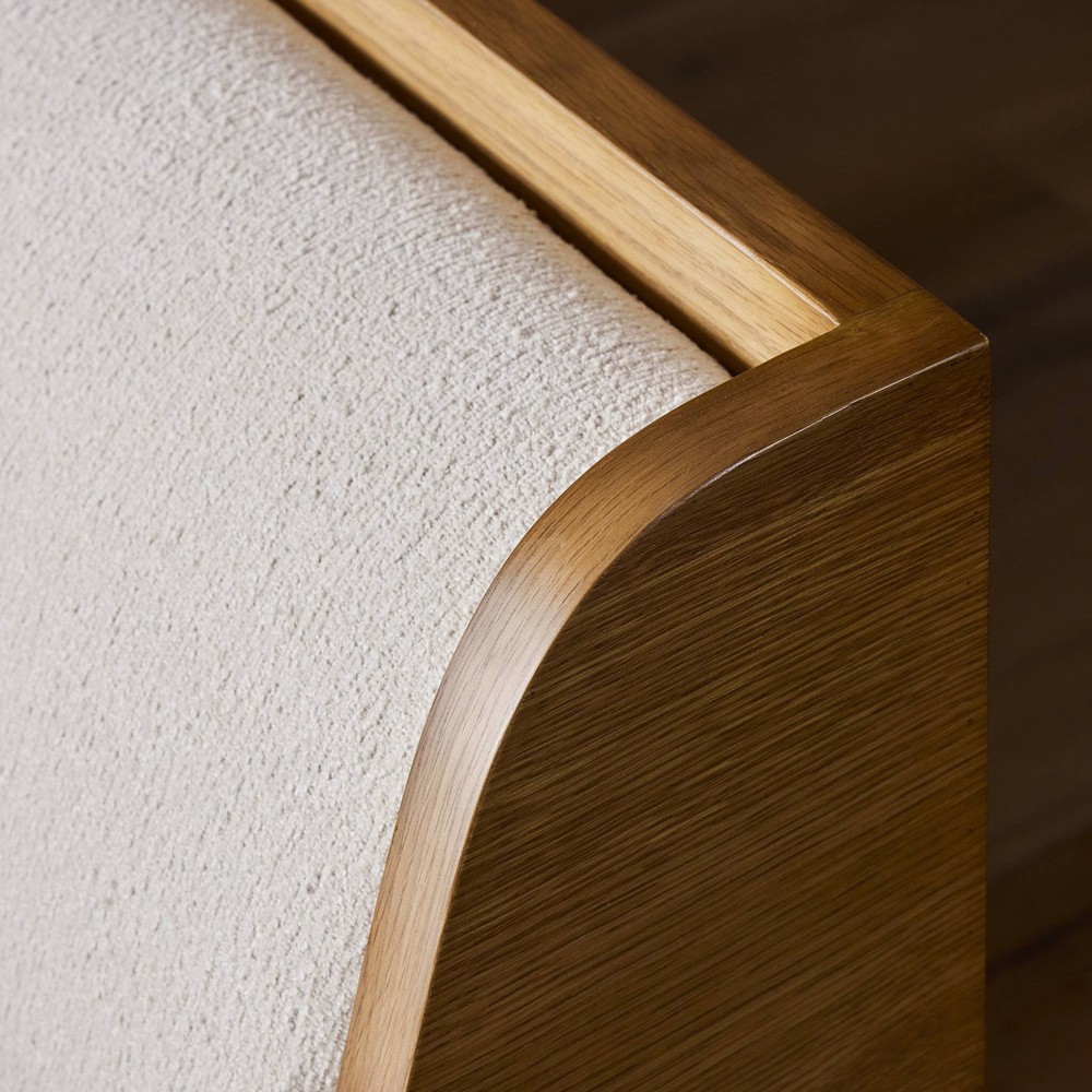 Priscilla Updated Traditional Cream Crypton Brown Oak U-Shape Dining Banquette - 101"|