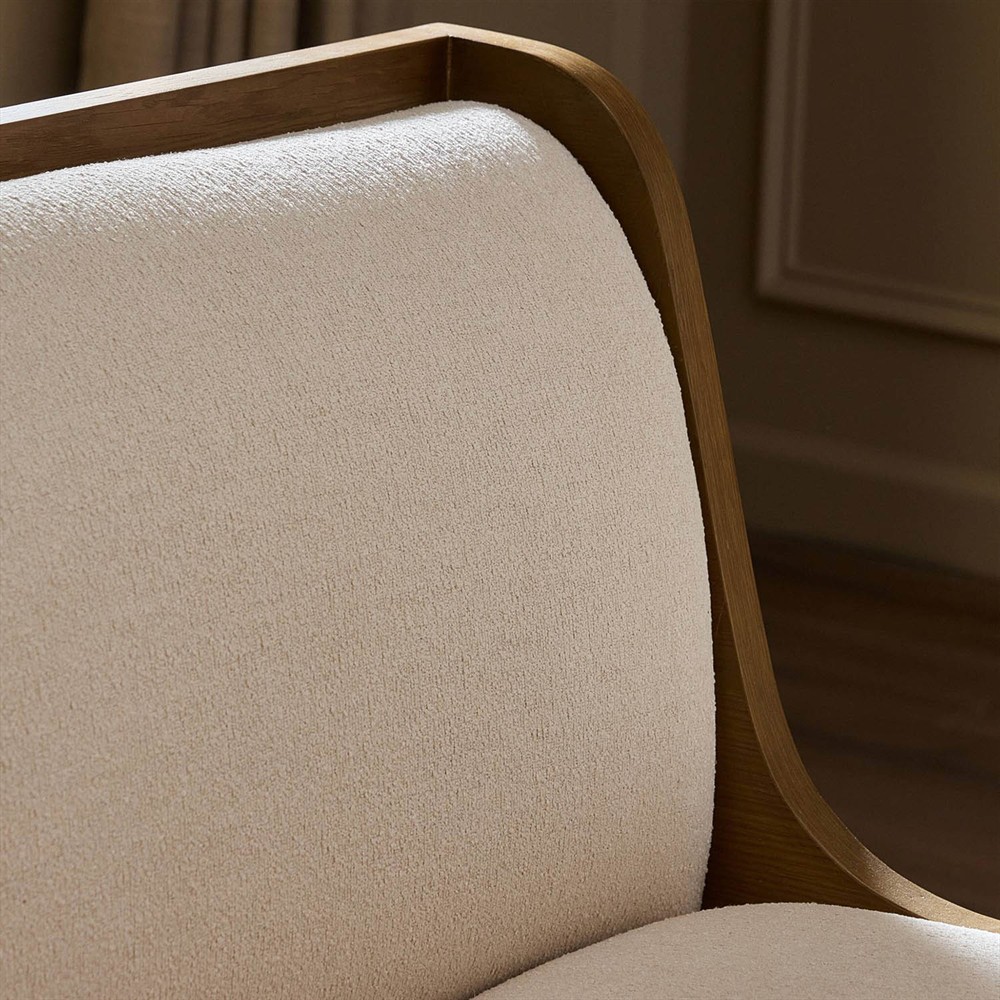 Priscilla Updated Traditional Cream Crypton Brown Oak Dining Bench - 74"|