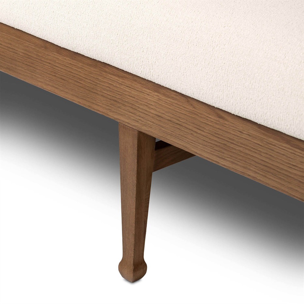 Priscilla Updated Traditional Cream Crypton Brown Oak Dining Bench - 74"|