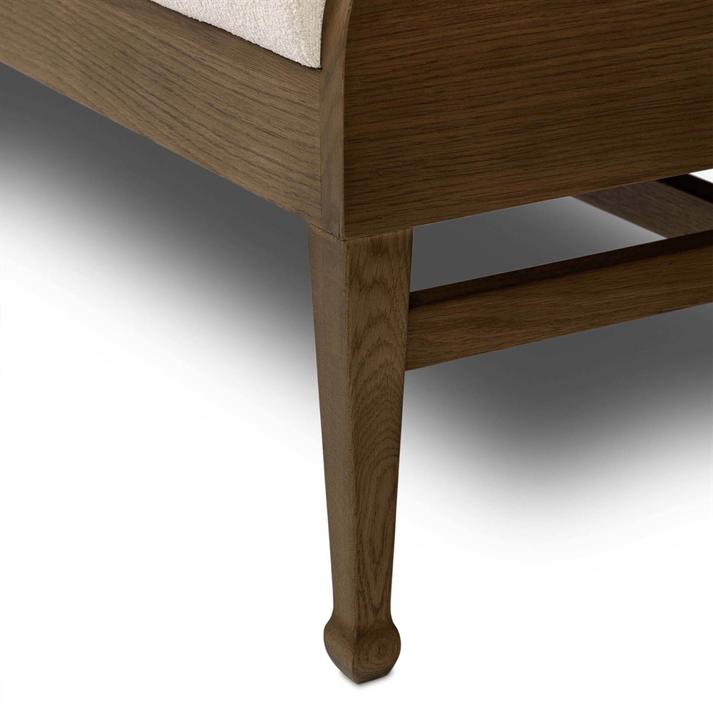 Priscilla Updated Traditional Cream Crypton Brown Oak Dining Bench - 74"|