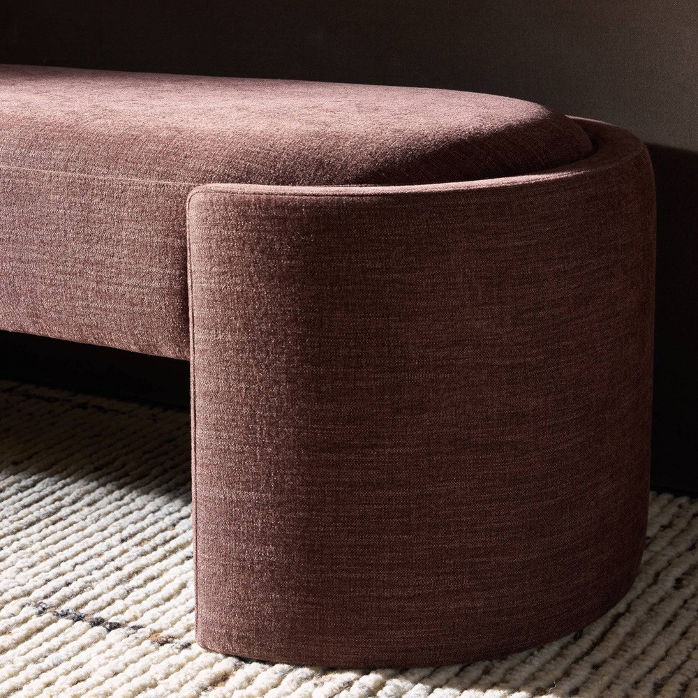 Sebba Modern Classic Maroon Velvet Bedroom Bench|