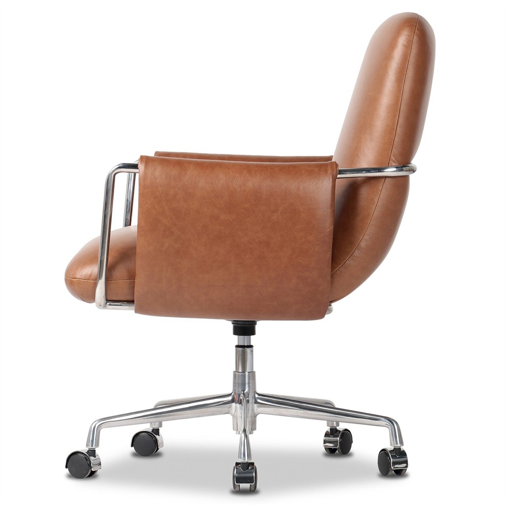 Sherman Modern Classic Brown Leather Desk Chair|