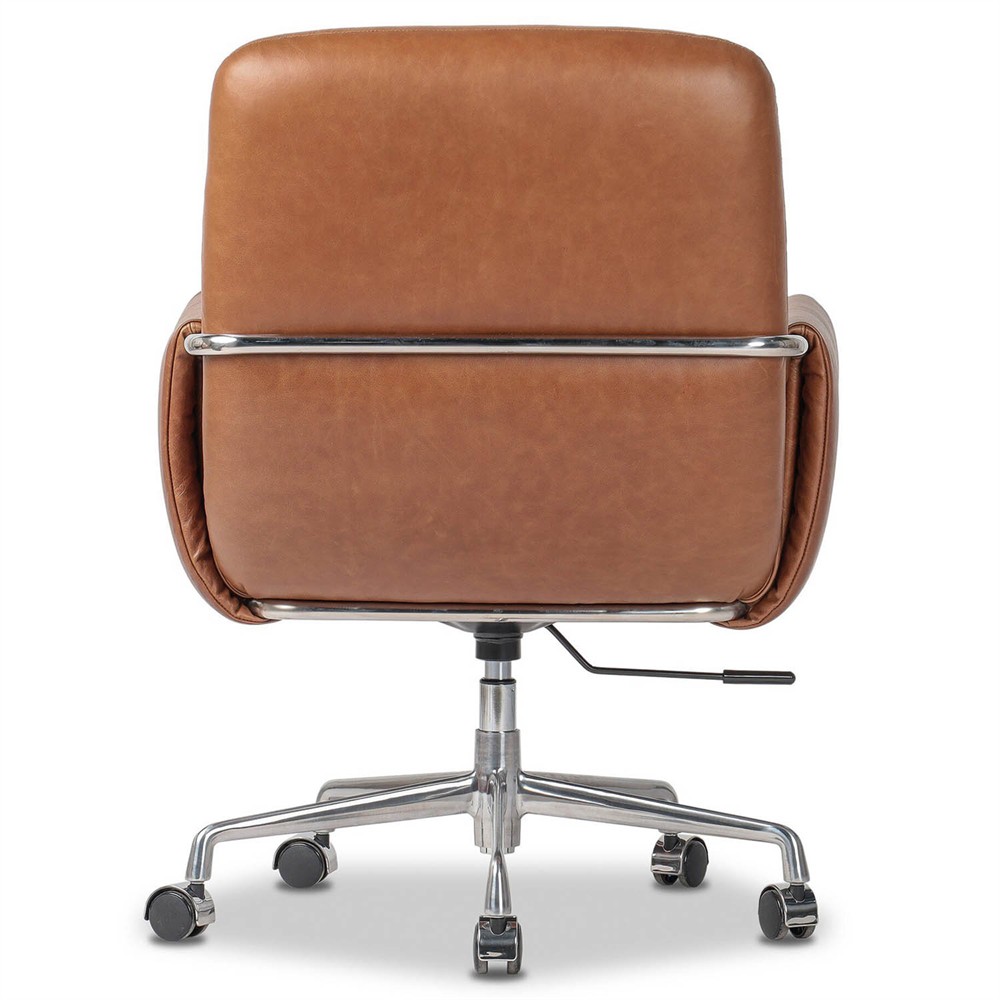 Sherman Modern Classic Brown Leather Desk Chair|
