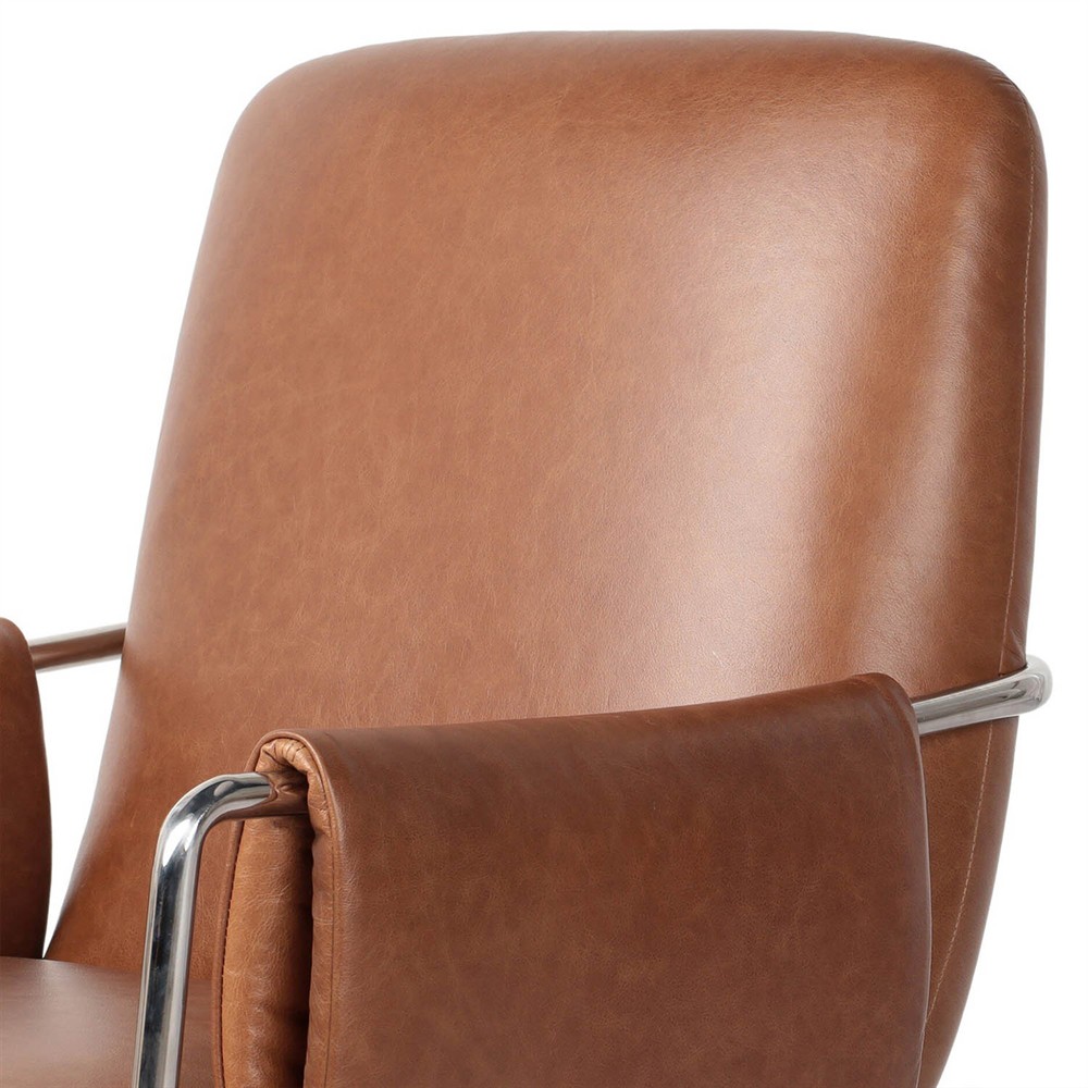 Sherman Modern Classic Brown Leather Desk Chair|